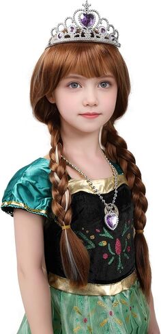 Long Braid Wig With Bangs Black Girls Halloween costume Wigs Kids in Saudi Arabia
