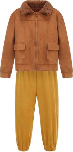 GZ-LAOPAITOU Kids Aviator Costume Boys Girls Pilot Costume with Hat Scarf for Halloween Party Cosplay in Kuwait