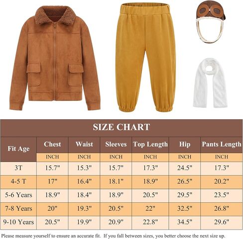 GZ-LAOPAITOU Kids Aviator Costume Boys Girls Pilot Costume with Hat Scarf for Halloween Party Cosplay in Kuwait