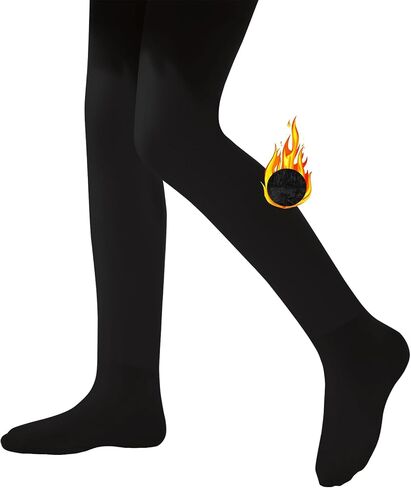 Fleece Lined Tights for Girls,Thick Footed Ballet Tights Thermal Pantyhose Winter Dance Tights 900D for Toddler Kid in Kuwait
