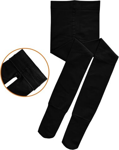 Fleece Lined Tights for Girls,Thick Footed Ballet Tights Thermal Pantyhose Winter Dance Tights 900D for Toddler Kid in Kuwait