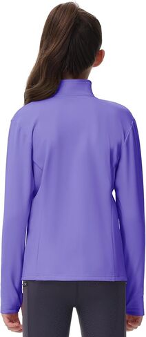 MoFiz Girls Fleece Long Sleeve Shirts Horse Riding Equestrian Thermal Shirt Fall Jacket Kids Half Zip Pullover Sweatshirts in Kuwait