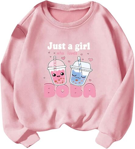 SOLY HUX Girl's Sweatshirt Letter Cartoon Graphic Crew Neck Long Sleeve Pullover Tops in Saudi Arabia