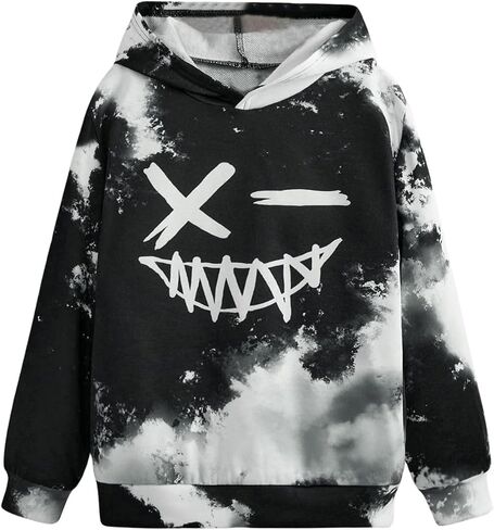 SweatyRocks Boy's Tie Dye Graphic Hoodies Long Sleeve Sweatshirt Pullover Tops in Saudi Arabia