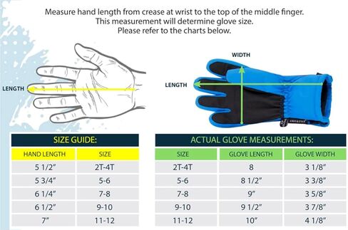 Andy & Evan Kids' Waterproof Snow Gloves Winter Gloves Side Zippers Touchscreen Ski Snowboard Sledding w/Warm Fleece Palms in Kuwait