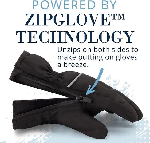 Andy & Evan Kids' Waterproof Snow Gloves Winter Gloves Side Zippers Touchscreen Ski Snowboard Sledding w/Warm Fleece Palms in Kuwait