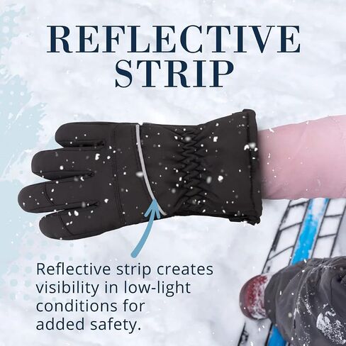 Andy & Evan Kids' Waterproof Snow Gloves Winter Gloves Side Zippers Touchscreen Ski Snowboard Sledding w/Warm Fleece Palms in Kuwait