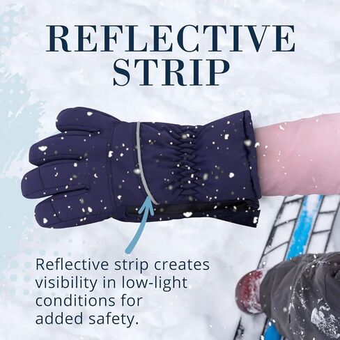 Andy & Evan Kids' Waterproof Snow Gloves Winter Gloves Side Zippers Touchscreen Ski Snowboard Sledding w/Warm Fleece Palms in Kuwait