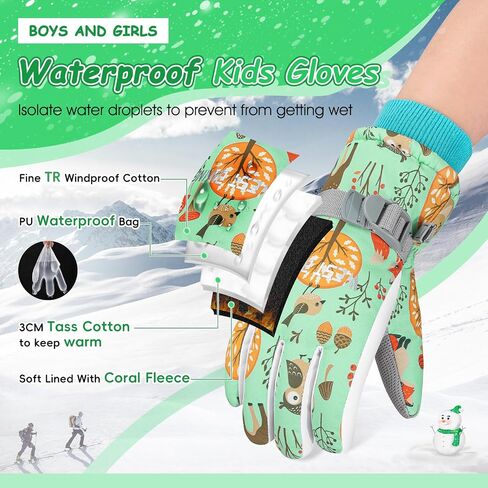 Winter Gloves for Boys Girls Kids Snow Gloves Toddler Waterproof Gloves for Snowboarding in Saudi Arabia