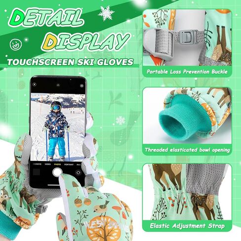 Winter Gloves for Boys Girls Kids Snow Gloves Toddler Waterproof Gloves for Snowboarding in Saudi Arabia