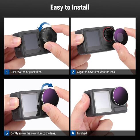 NEEWER ND Filter Set Compatible with DJI Osmo Action 4, 6 Pack ND8 ND16 ND32 ND64 ND1000 CPL+Neutral Density Filter Kit Action Camera Accessories, Multi Coated HD Optical Glass/Aluminum Frame in Kuwait