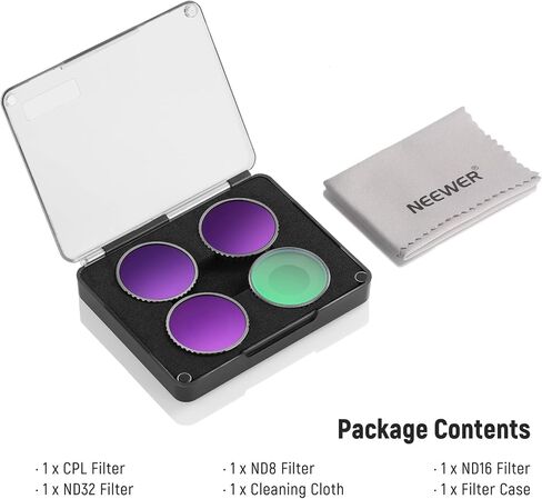 NEEWER ND Filter Set Compatible with DJI Osmo Action 4, 6 Pack ND8 ND16 ND32 ND64 ND1000 CPL+Neutral Density Filter Kit Action Camera Accessories, Multi Coated HD Optical Glass/Aluminum Frame in Kuwait