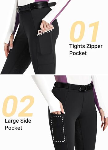 FitsT4 Sports Women's Fleece Lined Bootcut Horse Riding Pants Winter Full Seat Riding Tights with Pockets Equestrian Breeches in Saudi Arabia