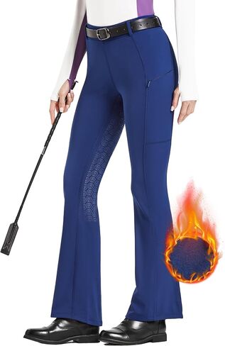 FitsT4 Sports Women's Fleece Lined Bootcut Horse Riding Pants Winter Full Seat Riding Tights with Pockets Equestrian Breeches in Saudi Arabia