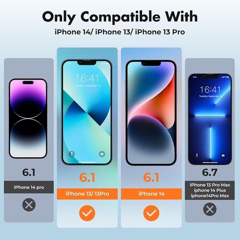 UNBREAKcable Screen Protector for iPhone 14/13/13 Pro [2-Pack] Double Shatterproof Tempered Glass [Easy Installation Frame] [9H Hardness] [99.99% HD Clear] [Bubble Free] for Apple 14/13/13 Pro 6.1'' in Saudi Arabia