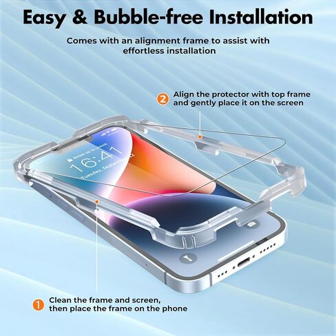 UNBREAKcable Screen Protector for iPhone 14/13/13 Pro [2-Pack] Double Shatterproof Tempered Glass [Easy Installation Frame] [9H Hardness] [99.99% HD Clear] [Bubble Free] for Apple 14/13/13 Pro 6.1'' in Saudi Arabia