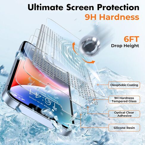 UNBREAKcable Screen Protector for iPhone 14/13/13 Pro [2-Pack] Double Shatterproof Tempered Glass [Easy Installation Frame] [9H Hardness] [99.99% HD Clear] [Bubble Free] for Apple 14/13/13 Pro 6.1'' in Saudi Arabia