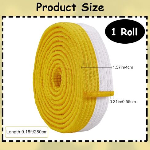 CREATCABIN Yellow White Jiu Jitsu Belt Polyester Martial Arts Belt Judo Jiu-Jitsu TKD Aikido Uniform Ranking Belt Long Soft Universal Fit Belts Taekwondo for Men Women Sports Training Equipment 9.2ft in Saudi Arabia