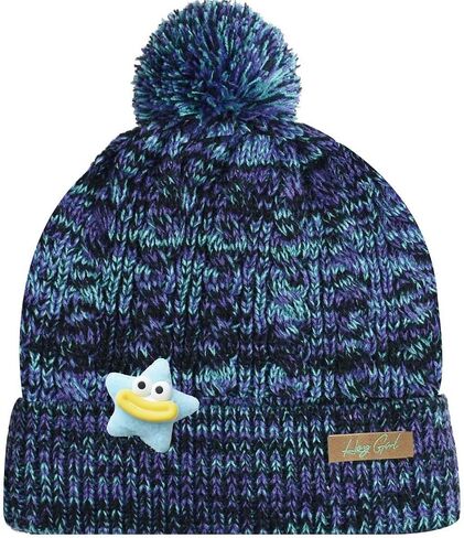 EDTREK Hey Girl Winter Beanie Hat with Silk Satin Fleece Lining Multicolored Pom Poms - One Size for Womens and Kids in Saudi Arabia
