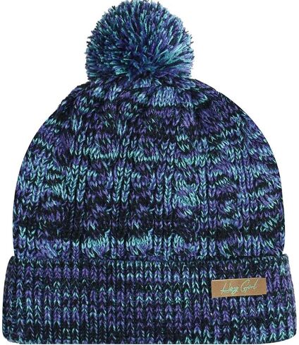 EDTREK Hey Girl Winter Beanie Hat with Silk Satin Fleece Lining Multicolored Pom Poms - One Size for Womens and Kids in Saudi Arabia