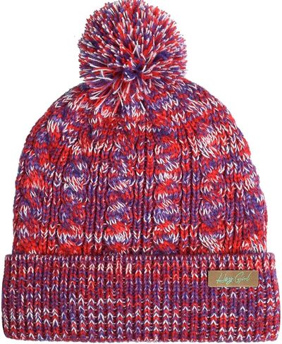 EDTREK Hey Girl Winter Beanie Hat with Silk Satin Fleece Lining Multicolored Pom Poms - One Size for Womens and Kids in Saudi Arabia