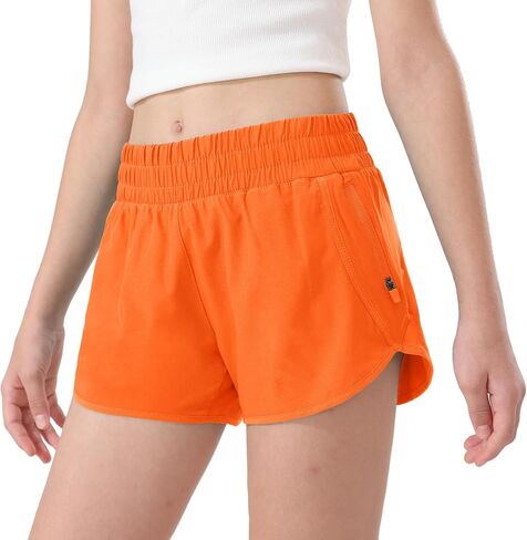 Aurefin Girls Athletic Shorts, Teen Kids Quick Dry Running Shorts with Zip Pocket Lightweight Track Workout Active shorts in Saudi Arabia