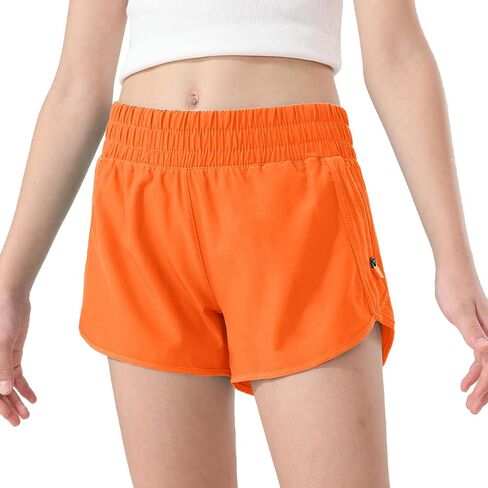 Aurefin Girls Athletic Shorts, Teen Kids Quick Dry Running Shorts with Zip Pocket Lightweight Track Workout Active shorts in Saudi Arabia