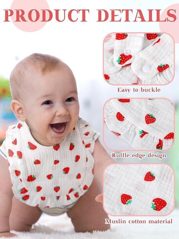 Geyoga 12 Pack Muslin Baby Bibs Adjustable Bandana Drool Bib for Unisex Cotton for Infants Boys Girls Teething in Saudi Arabia