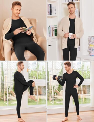 Ekouaer Men Thermal Underwear Set Fleece Lined Long Johns Set 2 Pcs Warm Base Layer Top & Bottom for Cold Weather in Saudi Arabia