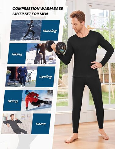 Ekouaer Men Thermal Underwear Set Fleece Lined Long Johns Set 2 Pcs Warm Base Layer Top & Bottom for Cold Weather in Saudi Arabia