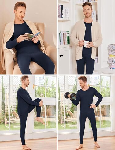 Ekouaer Men Thermal Underwear Set Fleece Lined Long Johns Set 2 Pcs Warm Base Layer Top & Bottom for Cold Weather in Saudi Arabia