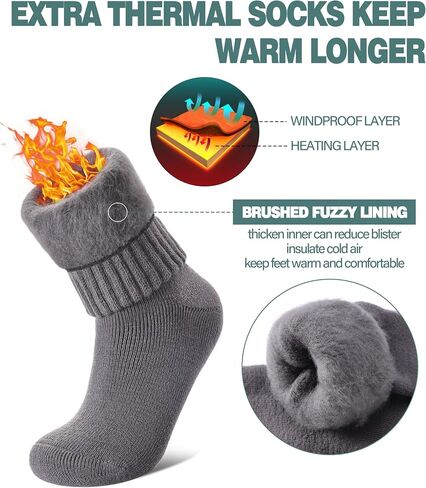 LANLEO Women Men Thermal Socks Warm Winter Extra Thick Insulated Heated Ski Crew Boot Socks for Cold Weather in Saudi Arabia