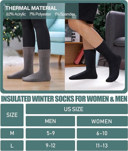 LANLEO Women Men Thermal Socks Warm Winter Extra Thick Insulated Heated Ski Crew Boot Socks for Cold Weather in Saudi Arabia