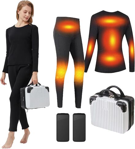 Women's Thermal Underwear Set, USB Electric Thermal Heated Long Johns Set with Power Bank for Outdoor Sports Skiing in Saudi Arabia