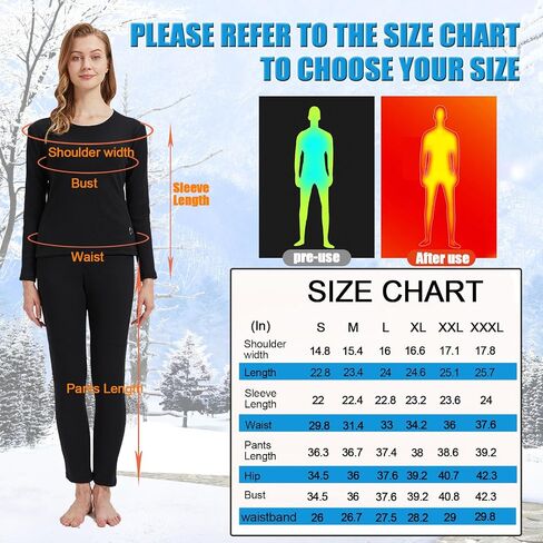 Women's Thermal Underwear Set, USB Electric Thermal Heated Long Johns Set with Power Bank for Outdoor Sports Skiing in Saudi Arabia