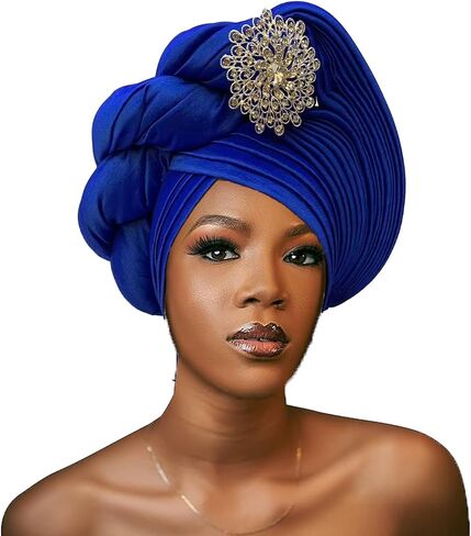 قبعات رأس أفريقية من Gele Headties لحفلات الزفاف قبعات Gele Headties مصنوعة يدويًا نيجيرية للنساء in Saudi Arabia