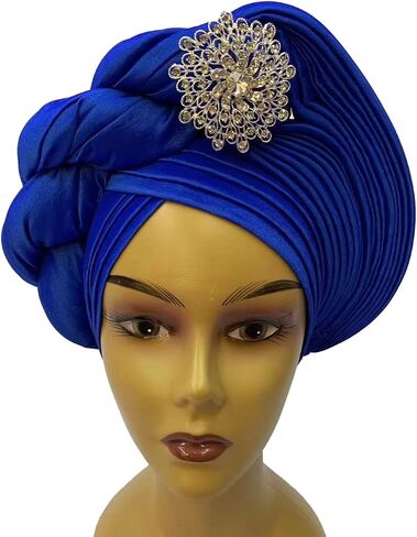 قبعات رأس أفريقية من Gele Headties لحفلات الزفاف قبعات Gele Headties مصنوعة يدويًا نيجيرية للنساء in Saudi Arabia