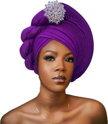 قبعات رأس أفريقية من Gele Headties لحفلات الزفاف قبعات Gele Headties مصنوعة يدويًا نيجيرية للنساء in Saudi Arabia