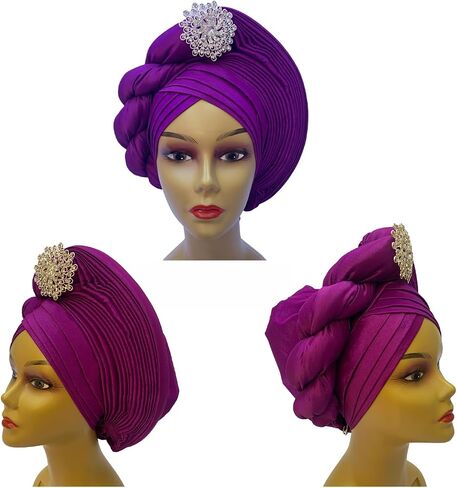 قبعات رأس أفريقية من Gele Headties لحفلات الزفاف قبعات Gele Headties مصنوعة يدويًا نيجيرية للنساء in Saudi Arabia
