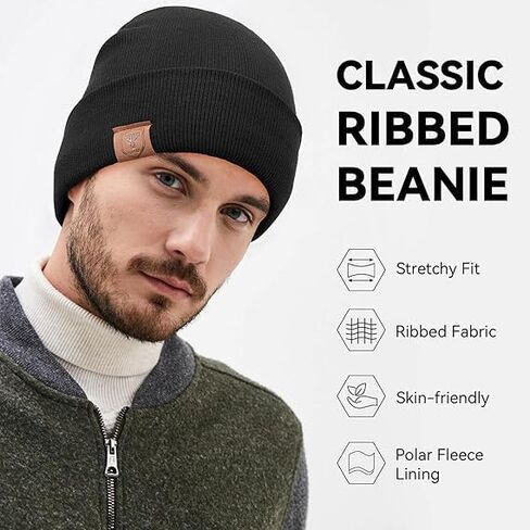 Winter Beanie Hats for Men Women, Warm Cuffed Winter Knitted Hat Cap, Soft and Warm, Suitable for Outdoor Sports, Running（Black） Black8 in Saudi Arabia