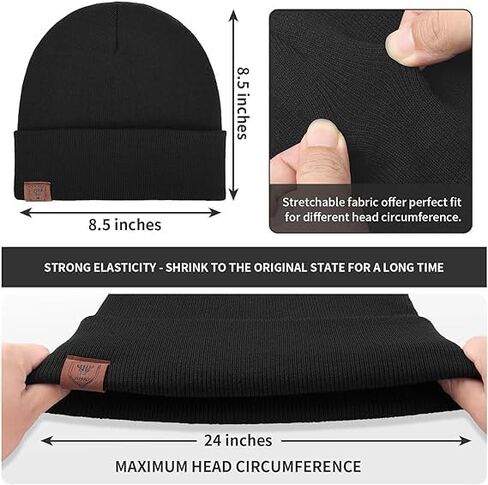 Winter Beanie Hats for Men Women, Warm Cuffed Winter Knitted Hat Cap, Soft and Warm, Suitable for Outdoor Sports, Running（Black） Black8 in Saudi Arabia