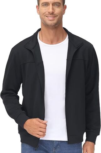 TACVASEN Men's Track Jacket Lightweight Full Zip Up Stand Collar Jacket Running Athletic Active Jacket Softshell Outerwear in Saudi Arabia