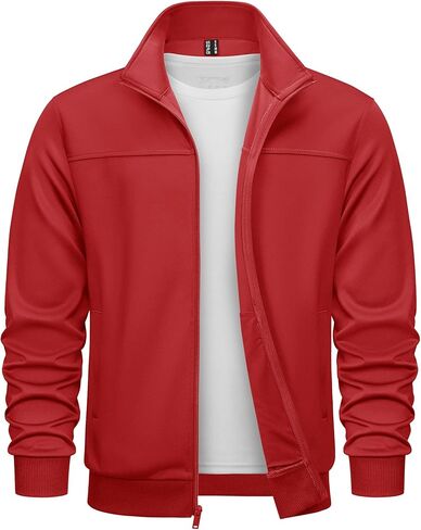 TACVASEN Men's Track Jacket Lightweight Full Zip Up Stand Collar Jacket Running Athletic Active Jacket Softshell Outerwear in Kuwait