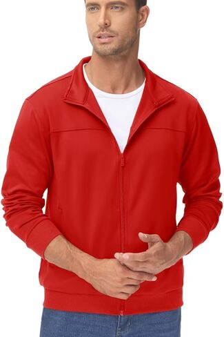 TACVASEN Men's Track Jacket Lightweight Full Zip Up Stand Collar Jacket Running Athletic Active Jacket Softshell Outerwear in Kuwait