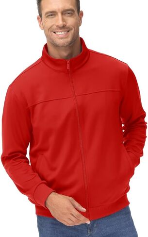 TACVASEN Men's Track Jacket Lightweight Full Zip Up Stand Collar Jacket Running Athletic Active Jacket Softshell Outerwear in Kuwait