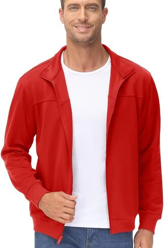 TACVASEN Men's Track Jacket Lightweight Full Zip Up Stand Collar Jacket Running Athletic Active Jacket Softshell Outerwear in Kuwait