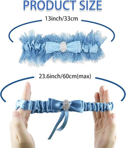 2 PCS Blue Wedding Garters Bridal Garter Set Stretchy Lace Bridal Accessories for Women in Saudi Arabia