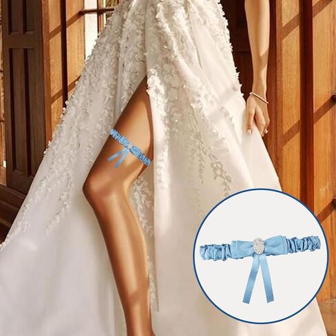 2 PCS Blue Wedding Garters Bridal Garter Set Stretchy Lace Bridal Accessories for Women in Saudi Arabia