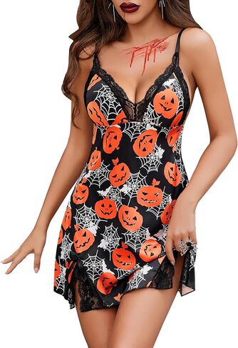 ADOME Lingerie for Women Lace Chemise Nightgown Satin Babydoll Dress Silk Slip Nightwear S-XXL in Kuwait