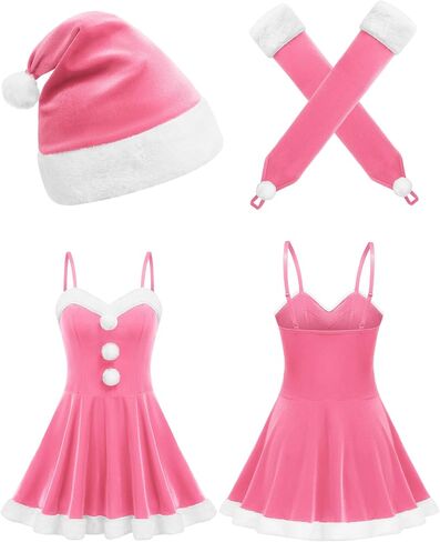 Avidlove Women's Christmas Dress Santa Clause Costume Outfit Flared A Line Casual Swing Dress With Xmas Gloves and Hat in Saudi Arabia